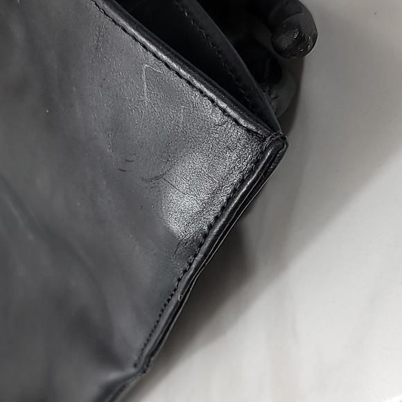 PARKER CLAY NYLA BLACK LEATHER BRASS CLUTCH CARRYALL PURSE FOLDOVER HANDBAG OSFM - Picture 7 of 13